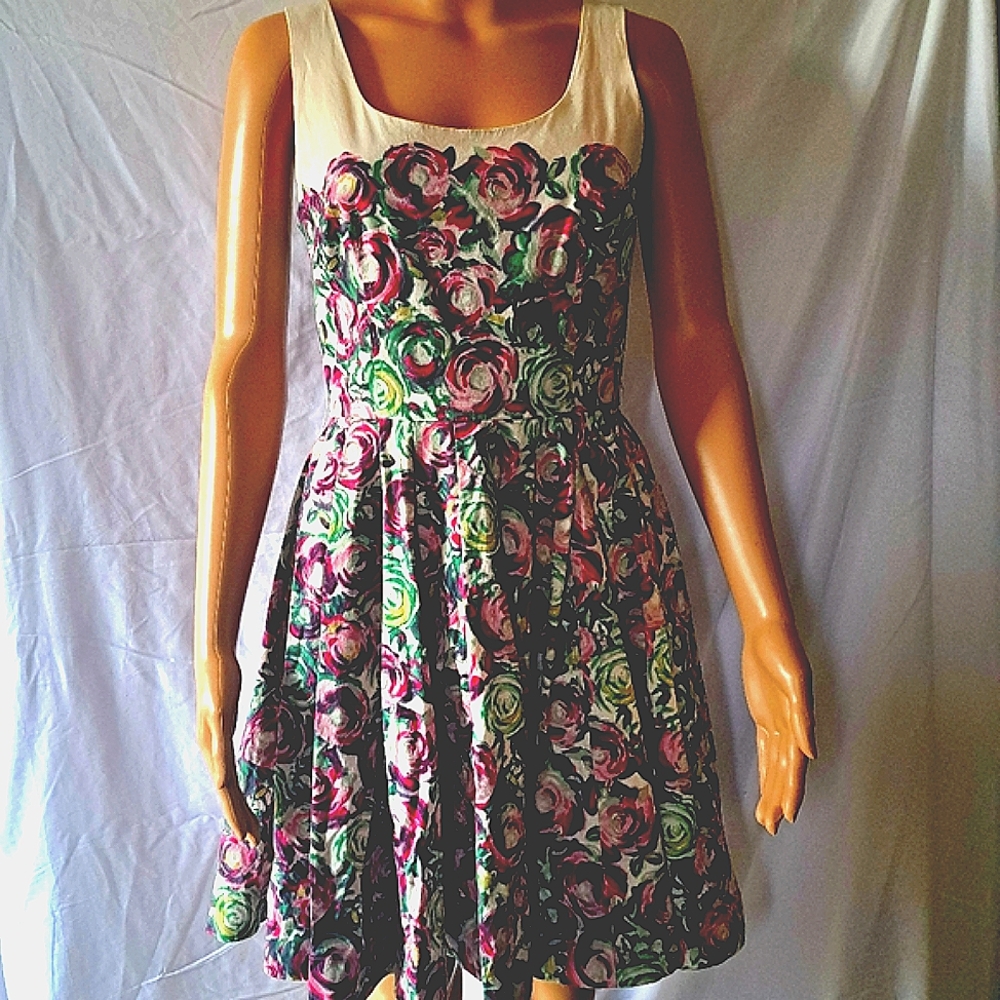 Y2K Lauren Conrad Floral Fit/ Flare Mini Dress XS